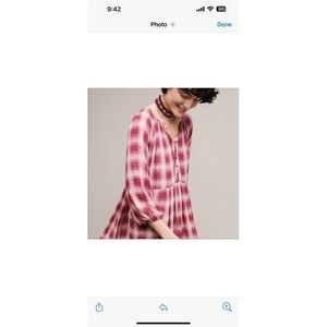 Anthropologie Maeve Calavon Plaid Top Medium